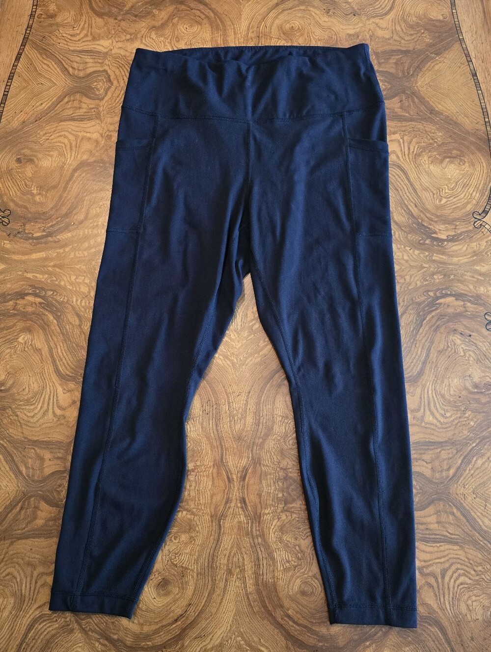 Yogalicious Lux High-Rise Crop Leggings Black Womens Size 1XL w/ Side Pockets